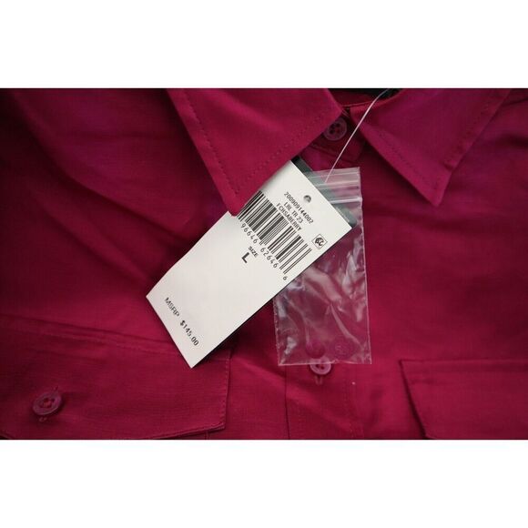 Lauren Ralph Lauren Women's Sz Large Fuchsia Berry Satin Shantung L/S Shirt - Picture 5 of 9